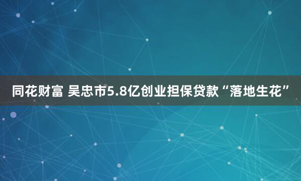 同花财富 吴忠市5.8亿创业担保贷款“落地生花”